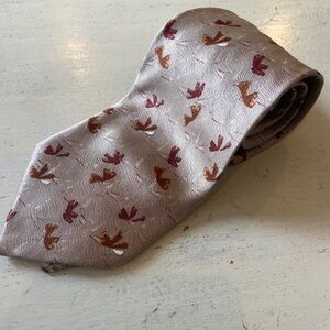 Vintage Villa Bolgheri Woven Italian 100% Silk Hand Made Tie gray butterflies